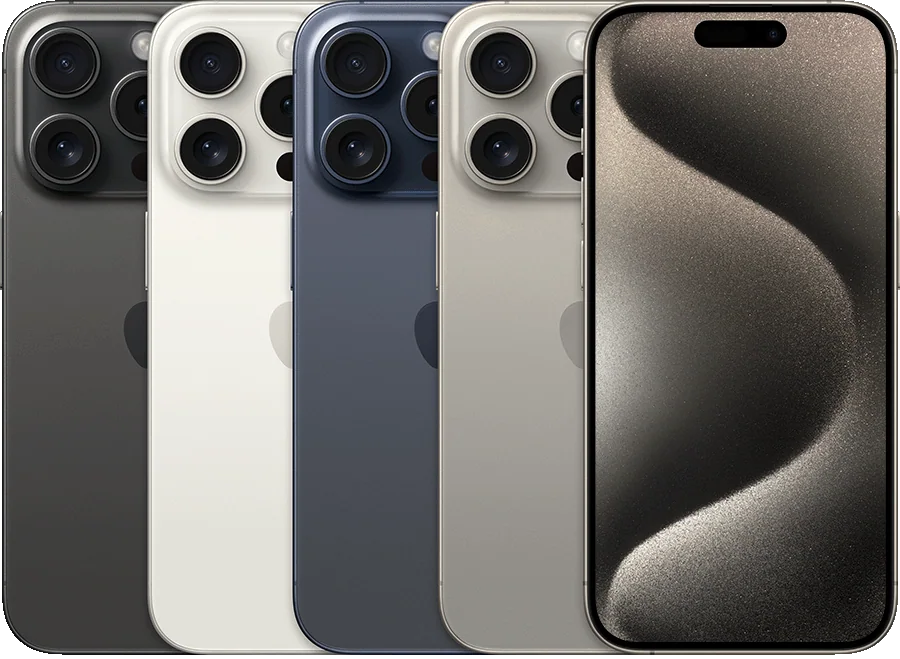 iPhone 15 Pro — Black Titanium, White Titanium, Blue Titanium, Natural Titanium