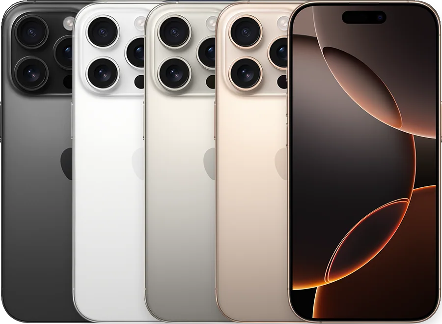 iPhone 16 Pro — Black Titanium, White Titanium, Natural Titanium, Desert Titanium